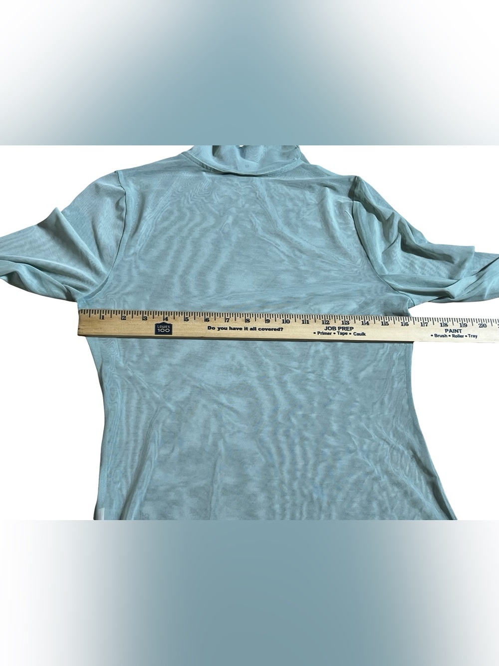 CALIA Draped Funnel Long Sleeve Mesh sheer Top Turquoise size medium thumb holes - Picture 4 of 9